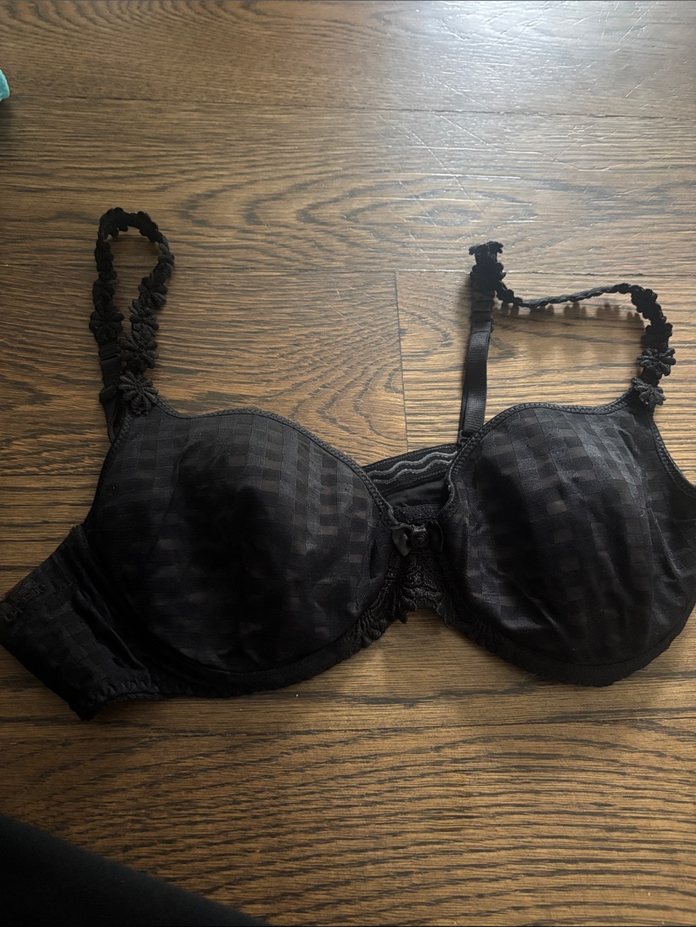 Marie Jo (38c) Black Underwire Bra with Textured Check Pattern